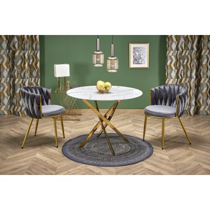 Table à manger ESTEN 100 cm blanche/dorée