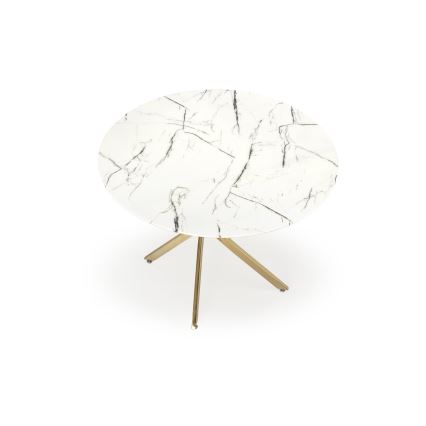 Table à manger ESTEN 100 cm blanche/dorée
