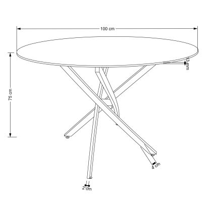Table à manger ESTEN 100 cm blanche/dorée