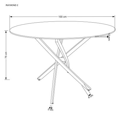 Table à manger ESTEN 100 cm noir/doré