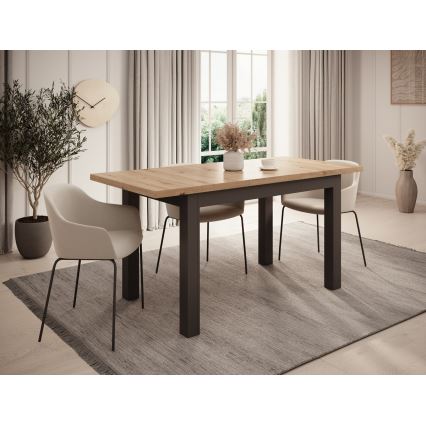 Table à manger extensible DOO chêne artisan/noir