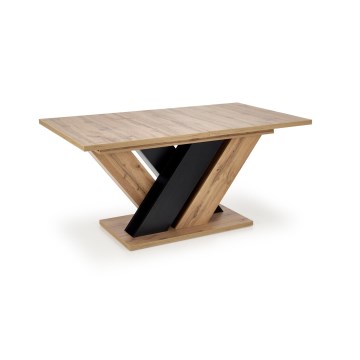 Table à manger extensible DROM 160/200x90 cm chêne wotan/noir