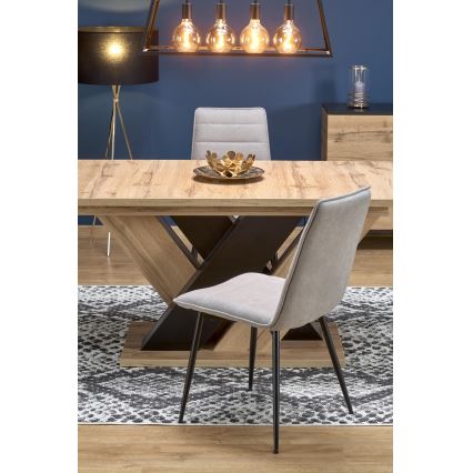 Table à manger extensible DROM 160/200x90 cm chêne wotan/noir