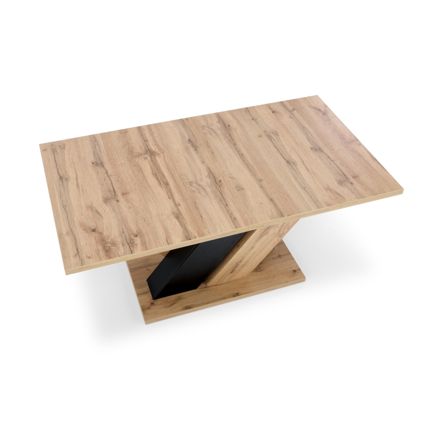 Table à manger extensible DROM 160/200x90 cm chêne wotan/noir