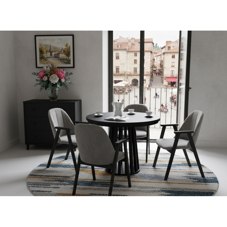 Table à manger extensible NEXUS 100/140 x 77 cm noire