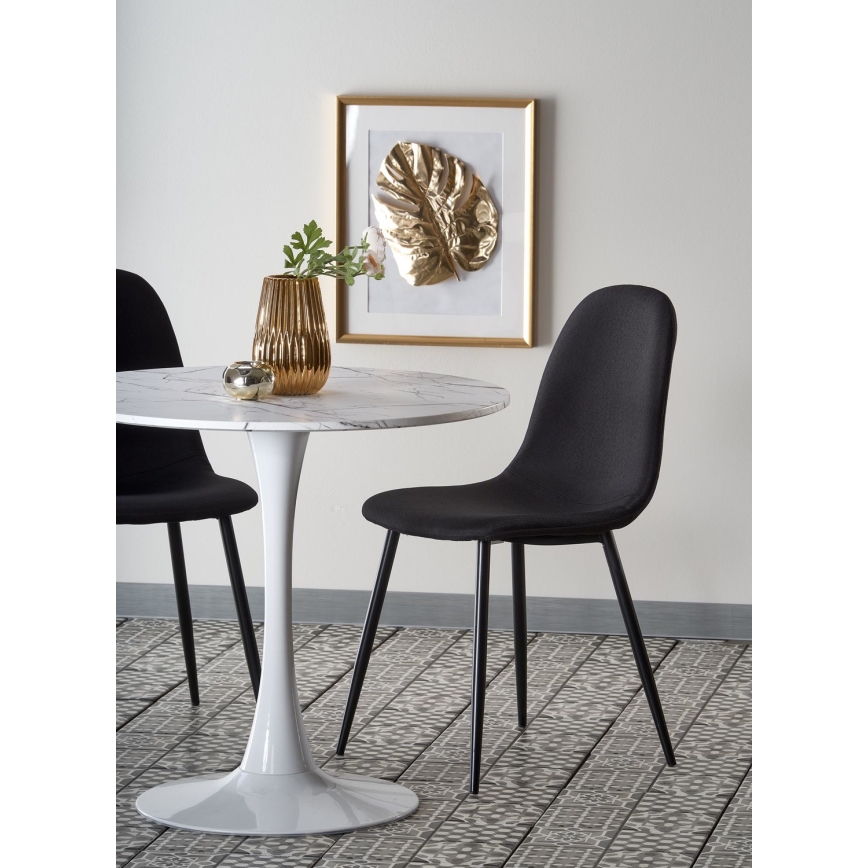 Table à manger PACIS décor marbre blanc/blanc