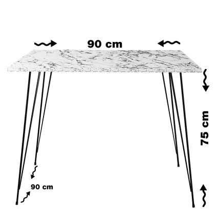 Table à manger SANDALF 75x90 cm blanche/noire