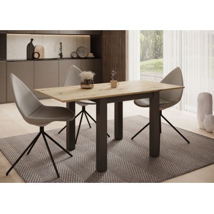 Table à rallonge ZARO 80/160x80 cm chêne artisan/noir