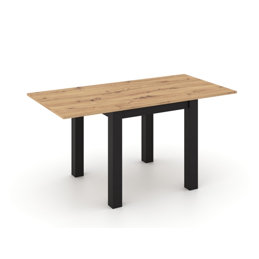 Table à rallonge ZARO 80/160x80 cm chêne artisan/noir