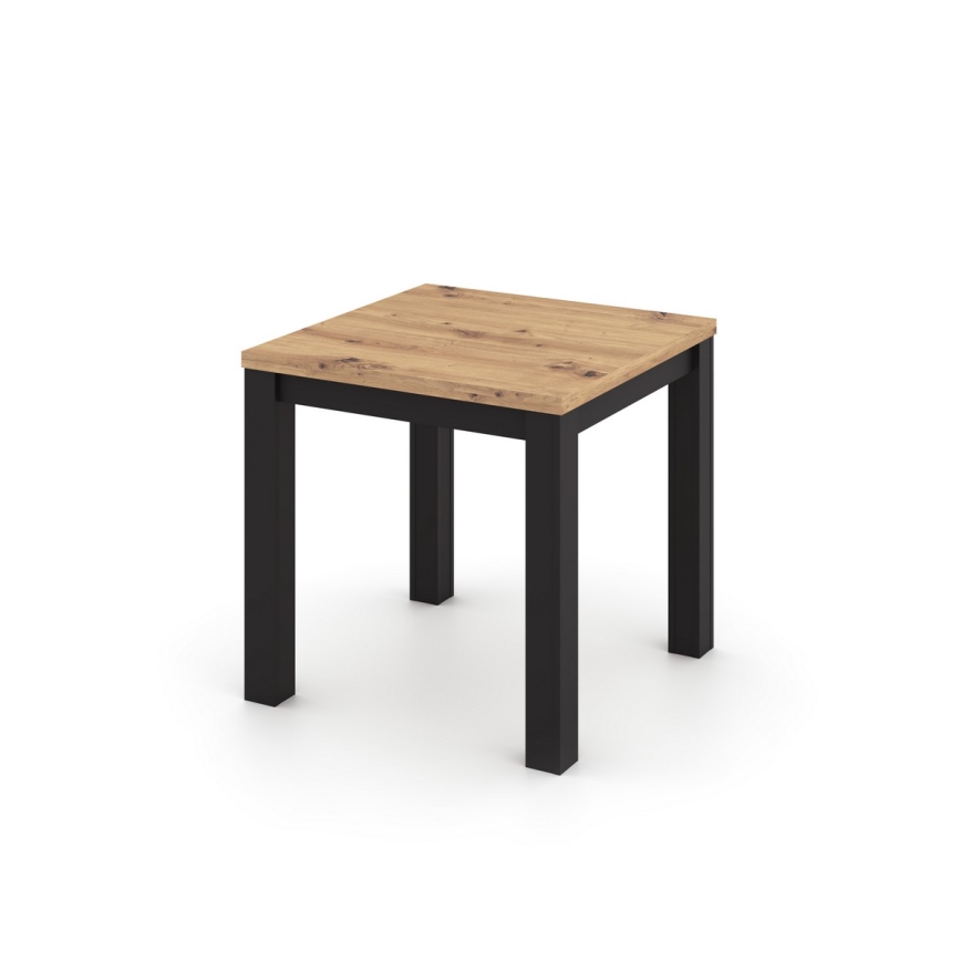 Table à rallonge ZARO 80/160x80 cm chêne artisan/noir