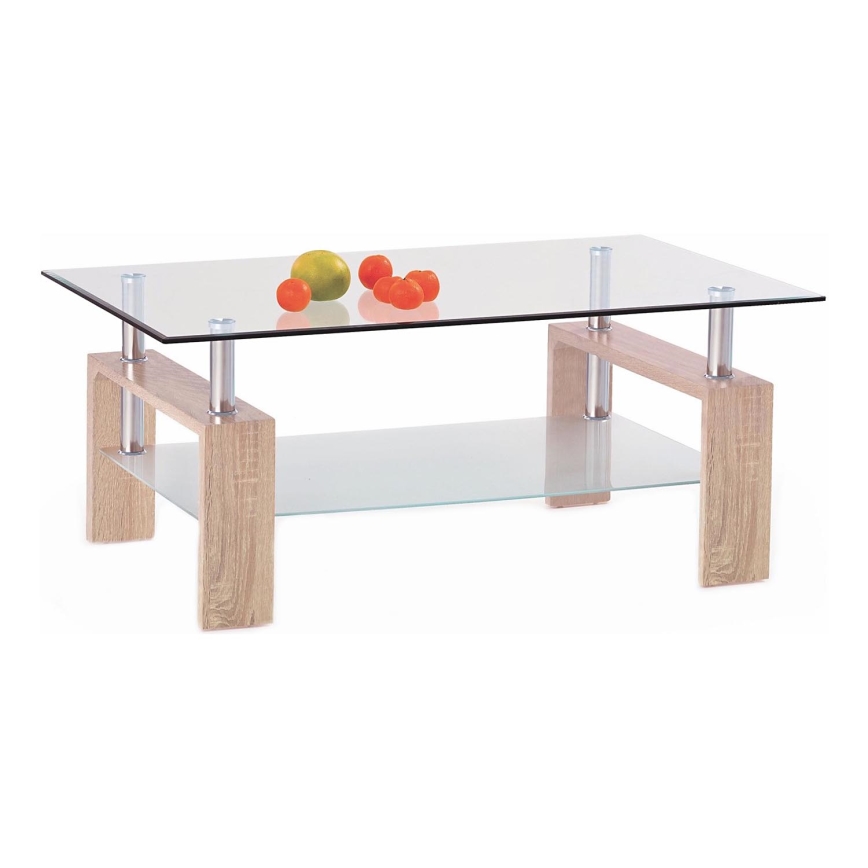 Table basse 55x110 cm transparent/chêne sonoma