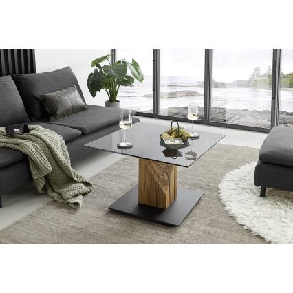 Table basse à plateau relevable VENTO fumé/chêne/noir