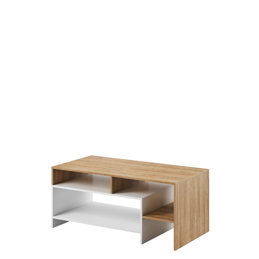 Table basse ALVA 120x53 cm blanc/chêne grande