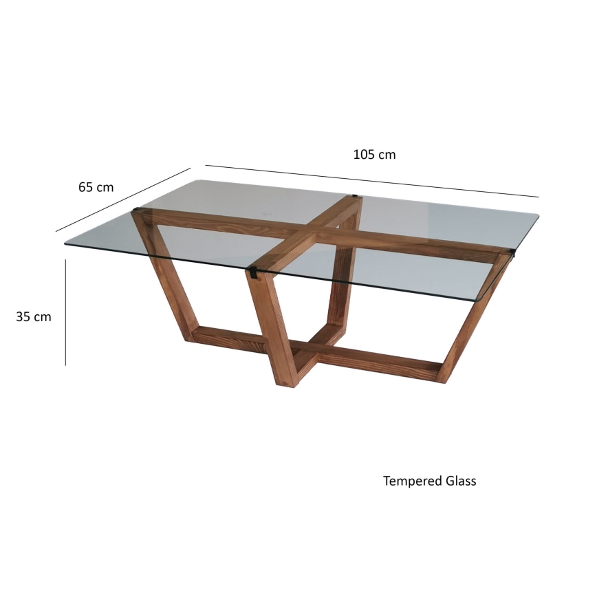 Table basse AMALFI 35x105 cm marron/transparent