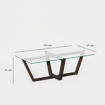 Table basse AMALFI 35x105 cm pin/transparent