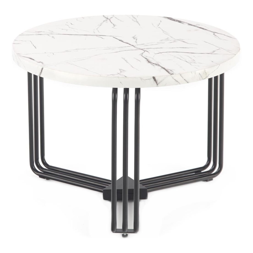 Table basse ANTICA 41x55 cm noir/décor en marbre