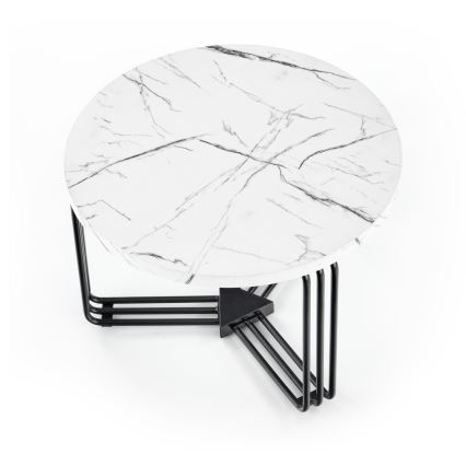 Table basse ANTICA 41x55 cm noir/décor en marbre