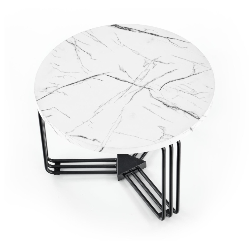 Table basse ANTICA 41x55 cm noir/décor en marbre