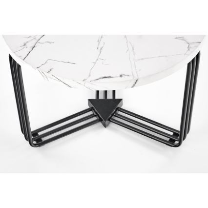 Table basse ANTICA 41x55 cm noir/décor en marbre