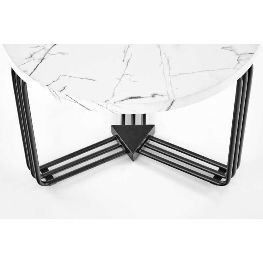 Table basse ANTICA 41x55 cm noir/décor en marbre