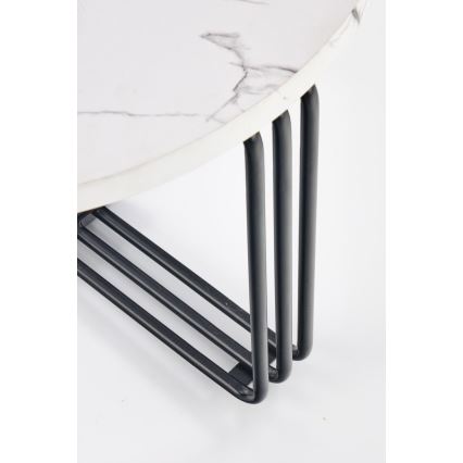 Table basse ANTICA 41x55 cm noir/décor en marbre