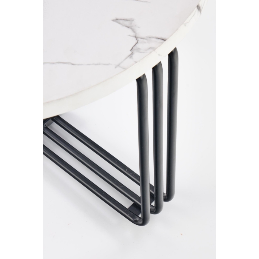 Table basse ANTICA 41x55 cm noir/décor en marbre