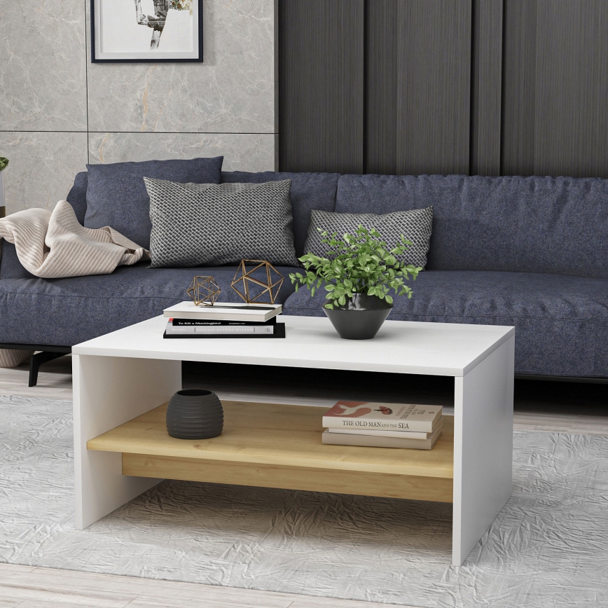 Table basse APOLLON 47x90 cm beige/blanc