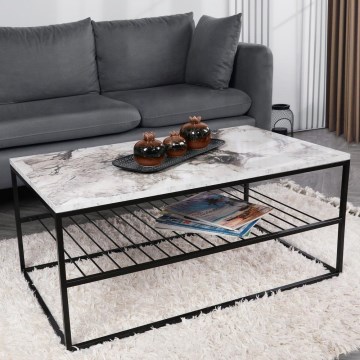 Table basse ASUDE 43x95 cm noire/blanche