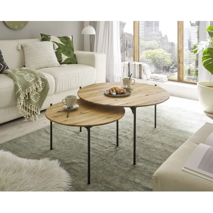 Table basse AURA Ø 55 cm chêne/anthracite