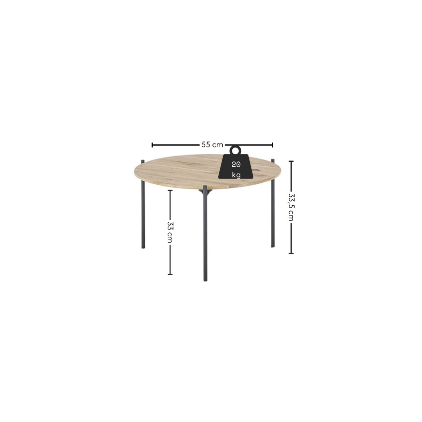 Table basse AURA Ø 55 cm chêne/anthracite