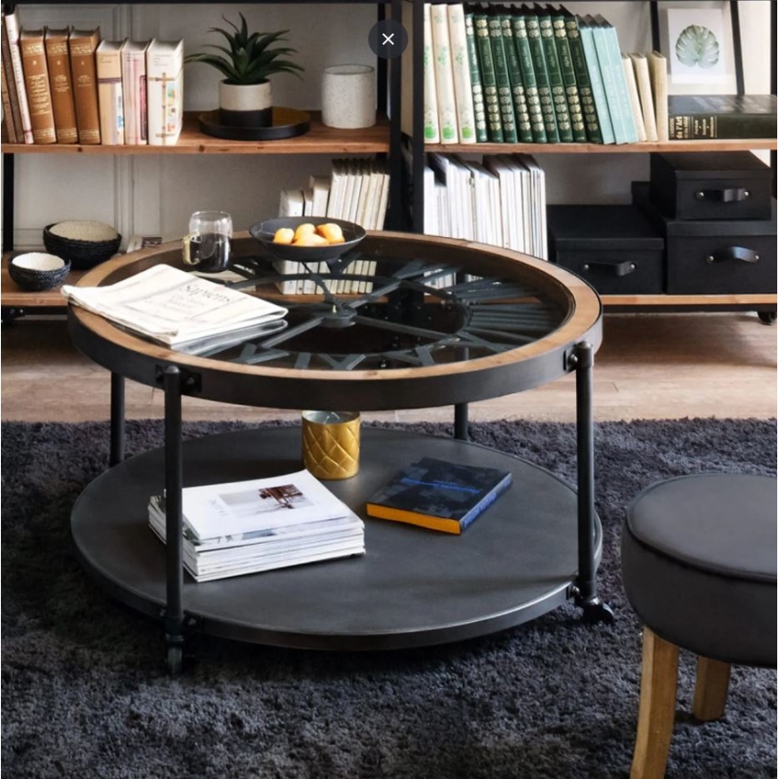 Table basse avec horloge CHRONO 89,5x47 cm 1xAA