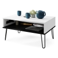 Table basse avec plateau relevable et étagère HALIJA blanc/noir