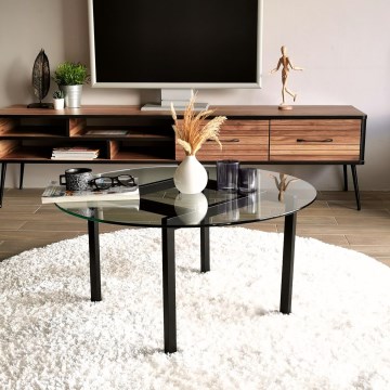 Table basse BALANCE 42x75 cm noir/transparent