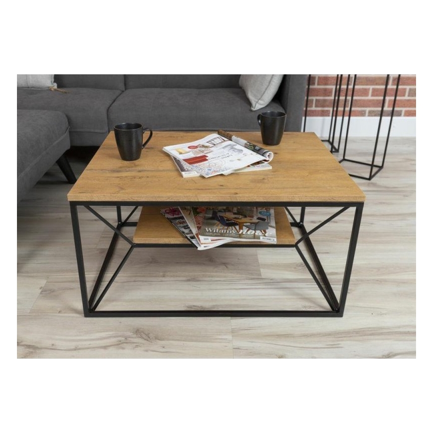 Table basse BASICLOFT 40x80 cm noir/marron