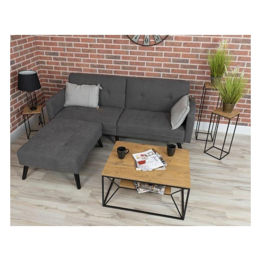 Table basse BASICLOFT 40x80 cm noir/marron