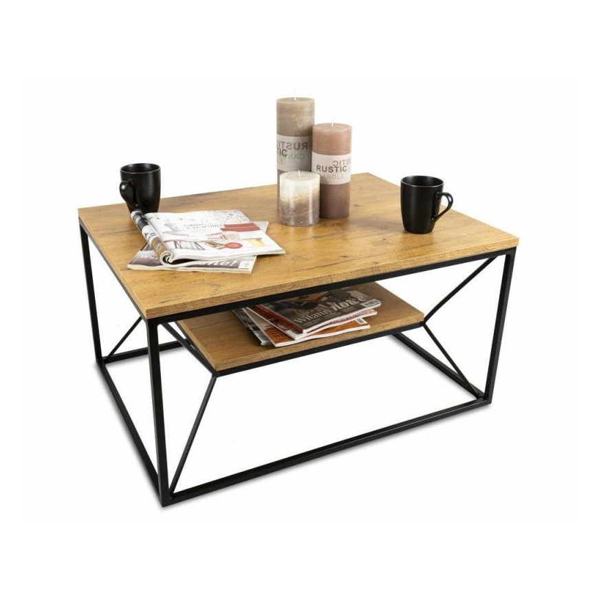 Table basse BASICLOFT 40x80 cm noir/marron