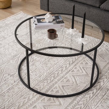 Table basse BERLIN 45x80 cm noir/transparent