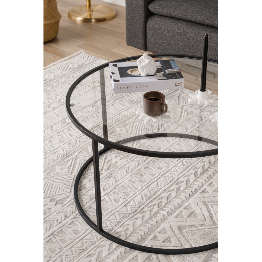 Table basse BERLIN 45x80 cm noir/transparent