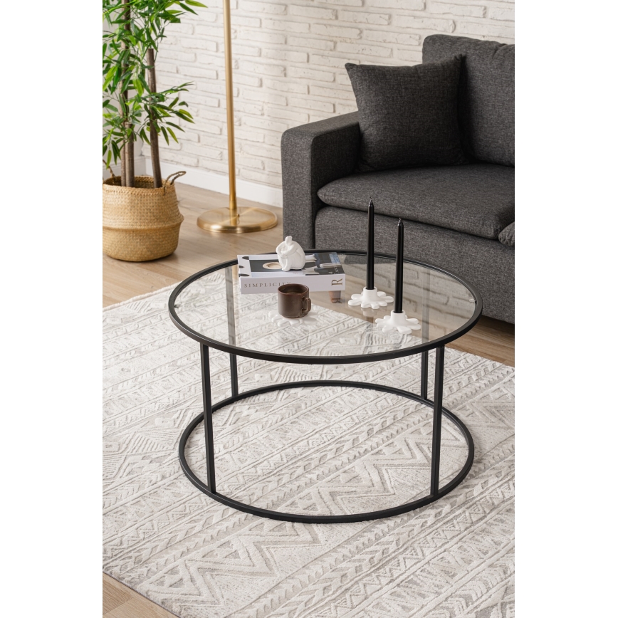 Table basse BERLIN 45x80 cm noir/transparent