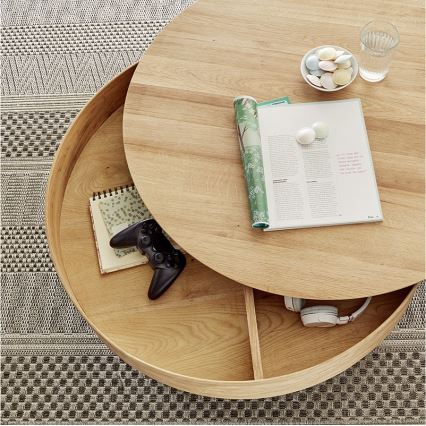 Table basse BLOCK Ø 79 cm, chêne/argenté