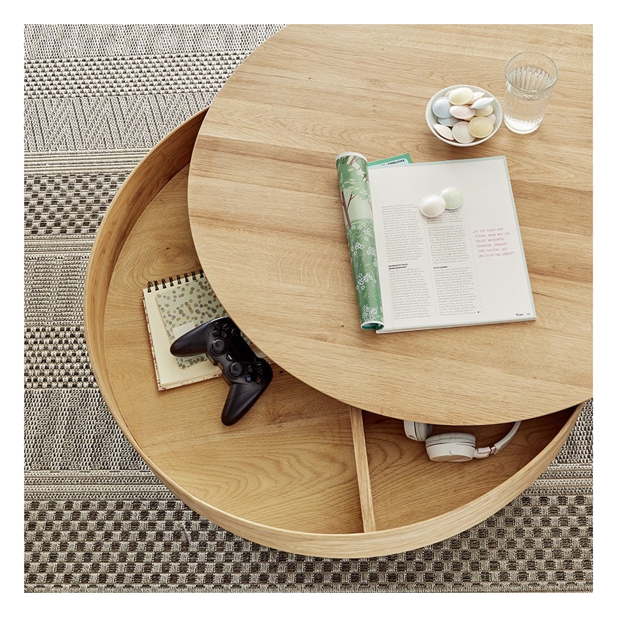 Table basse BLOCK Ø 79 cm, chêne/argenté