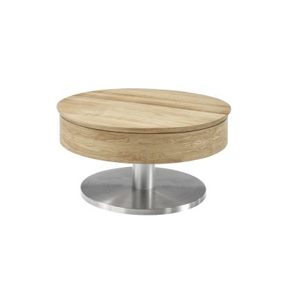 Table basse BLOCK Ø 79 cm, chêne/argenté