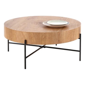 Table basse BROOKLYN 37x80 cm naturel chêne/noir