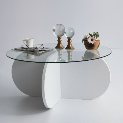 Table basse BUBBLE 35x75 cm blanc/transparent