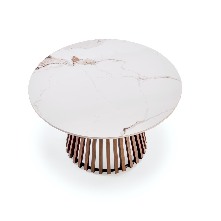 Table basse CARINA Ø 80 cm, brun/blanc, décor marbre