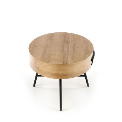 Table basse CAROLINA 41x120 cm avec tiroir, chêne doré/noir