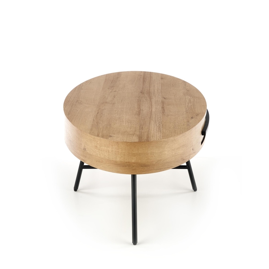 Table basse CAROLINA 41x120 cm avec tiroir, chêne doré/noir