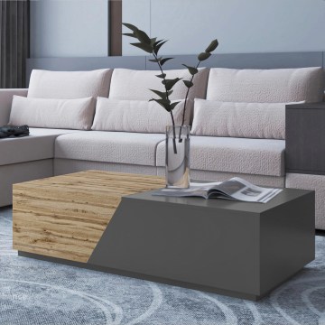 Table basse CEELIAS 124 x 42 cm anthracite/chêne Wotan