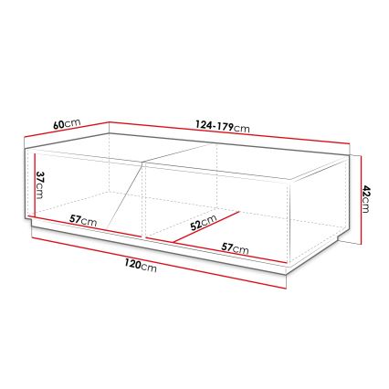 Table basse CEELIAS 124 x 42 cm anthracite/chêne Wotan