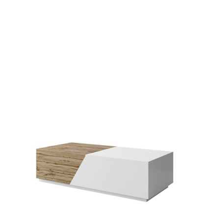 Table basse CEELIAS 124x42 cm blanc/chêne Wotan